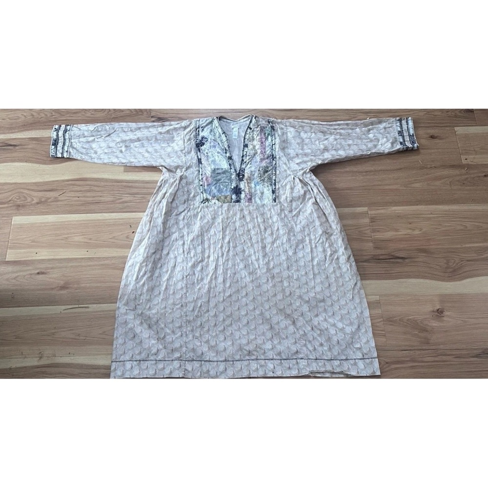 Dosa Jamdani Kadi Cotton Appliqué Dress Size XS-M Oversized Peacock Print - Picture 5 of 6
